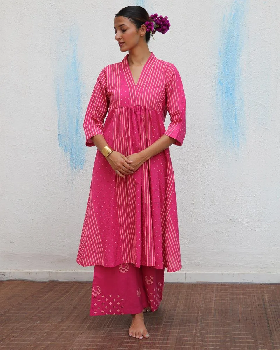 Mrinali Blockprinted Cotton Kurta Set - Flower Girl