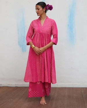 Mrinali Blockprinted Cotton Kurta Set - Flower Girl