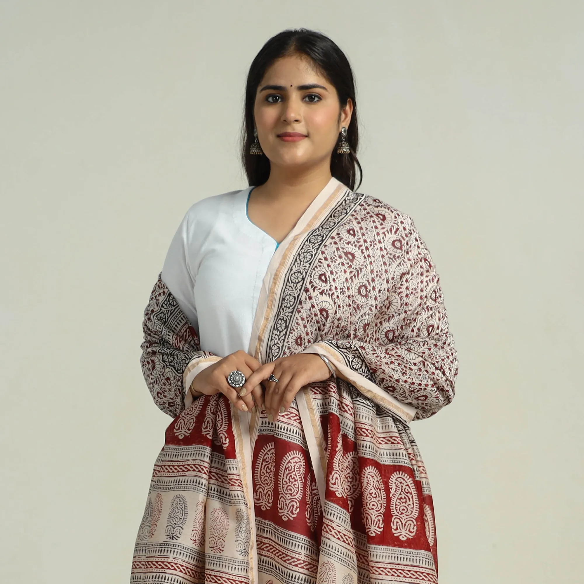 Multicolor - Traditional Maheshwari Silk Bagh Print Dupatta 31