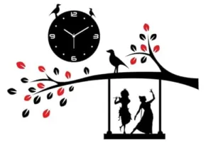 mysticoal Radha Krishna Tree Acrylic Wall Clock, Designer Wall Clock for Home, Living Room, Bed Room, Kitchen, Office, Hall, Decor (Set of 1)