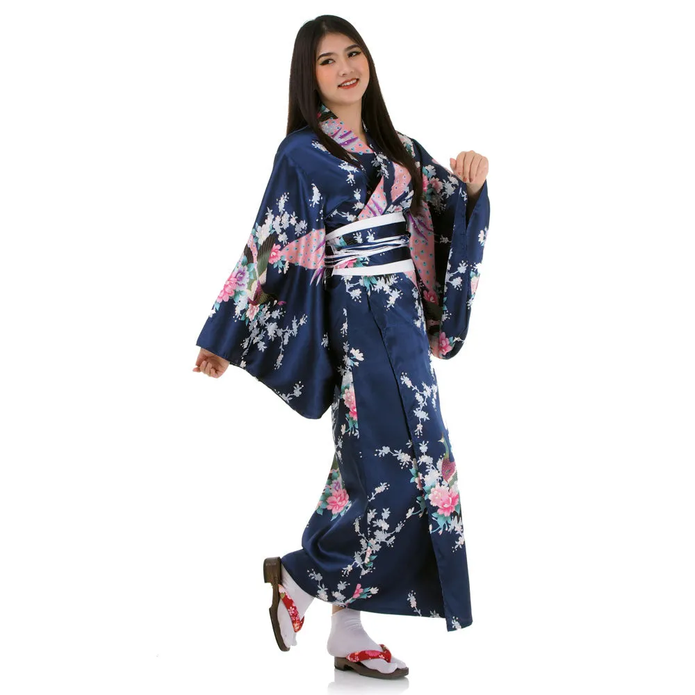 Navy Blue Geisha Yukata Kimono for Women Midori