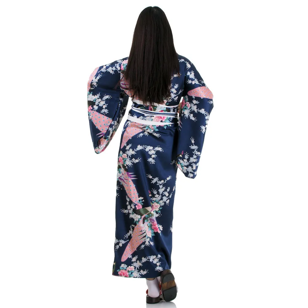 Navy Blue Geisha Yukata Kimono for Women Midori