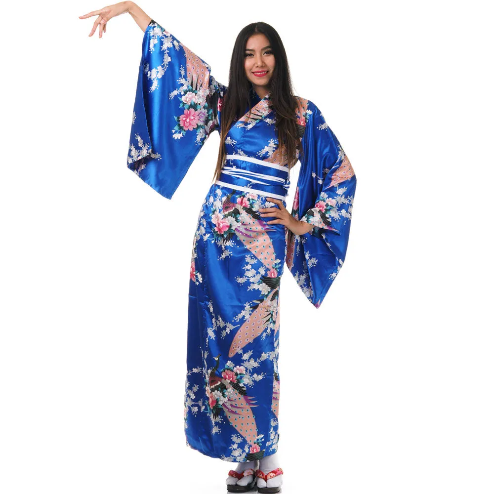 Navy Blue Geisha Yukata Kimono for Women Midori