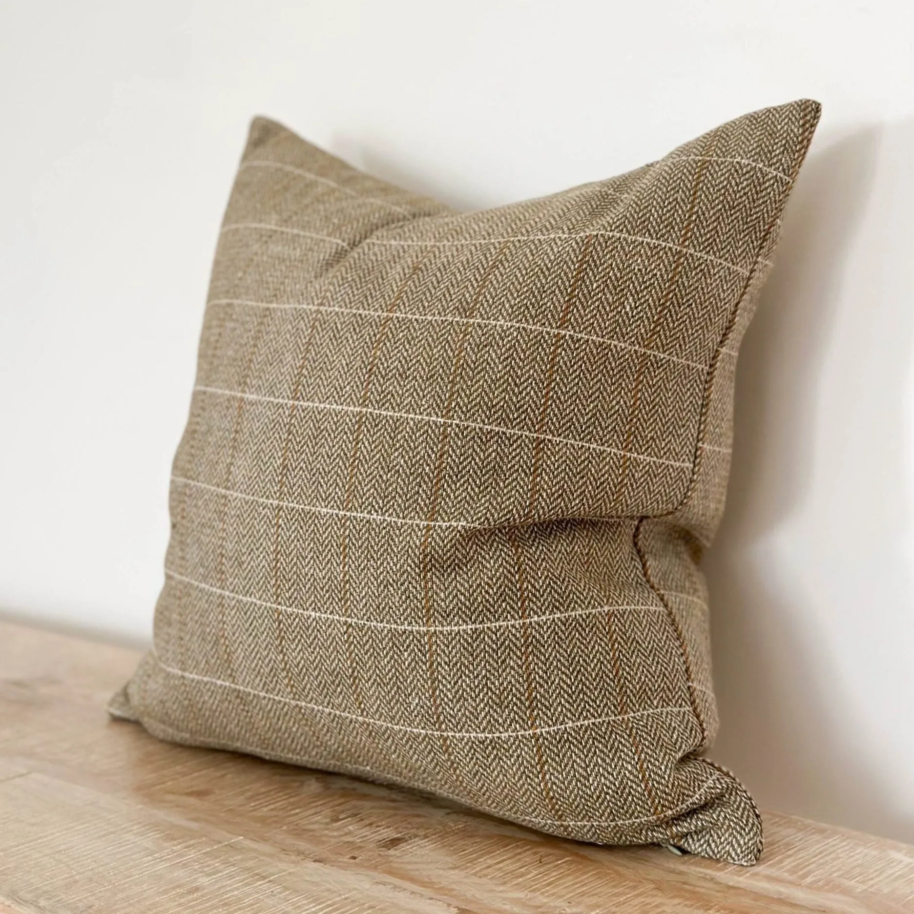 Olive Tweed Wool Effect Cushion 45x45cm