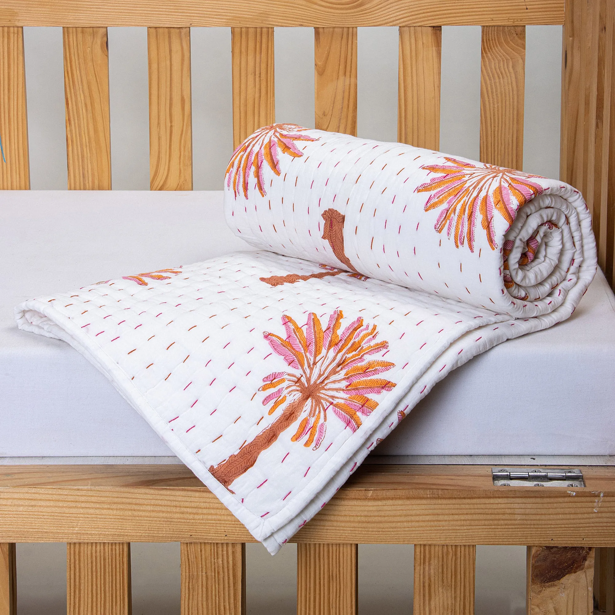 Palm Tree Mulmul Newborn Cotton Baby Blankets