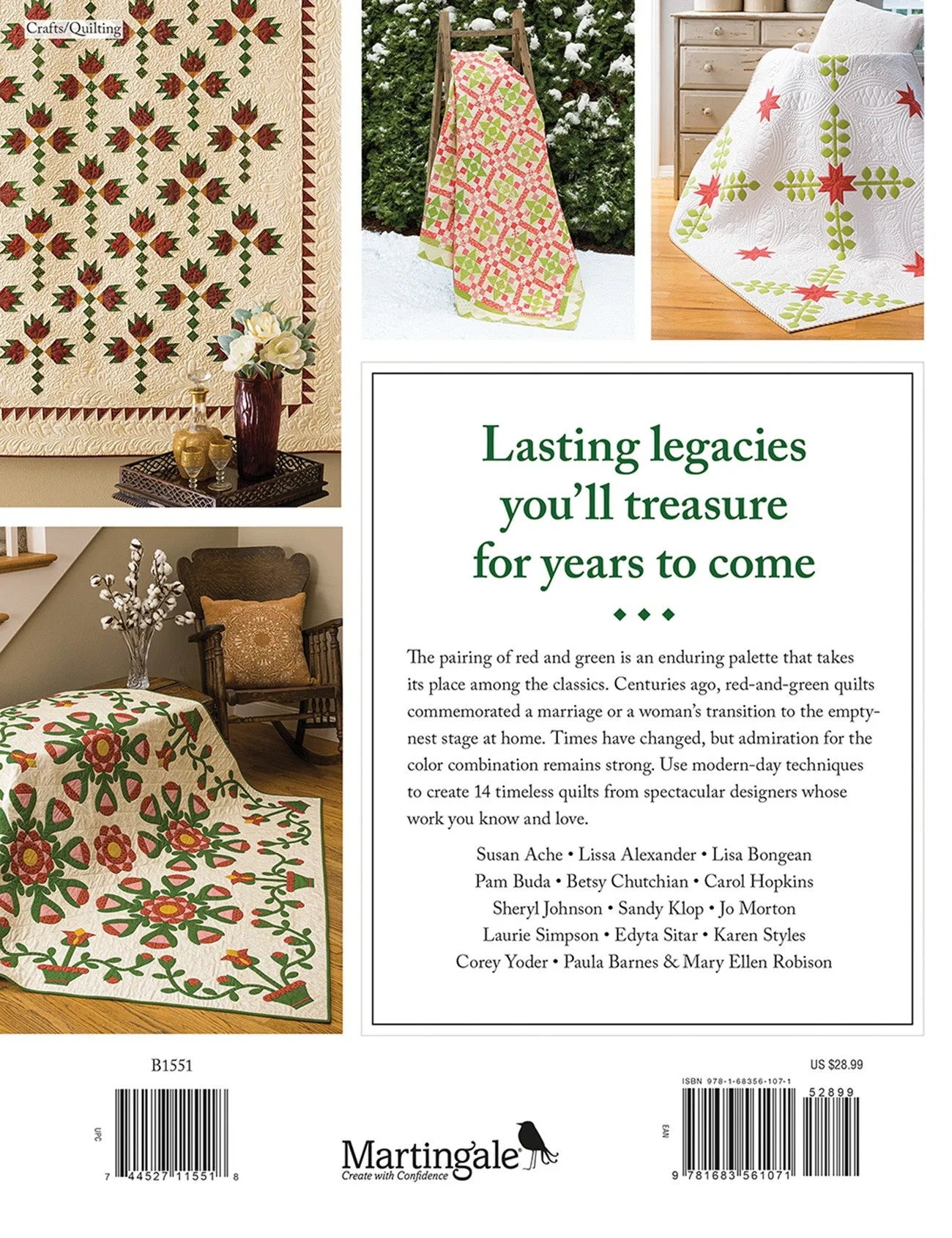 PATTERN BOOK, Red & Green Quilts From Martingale