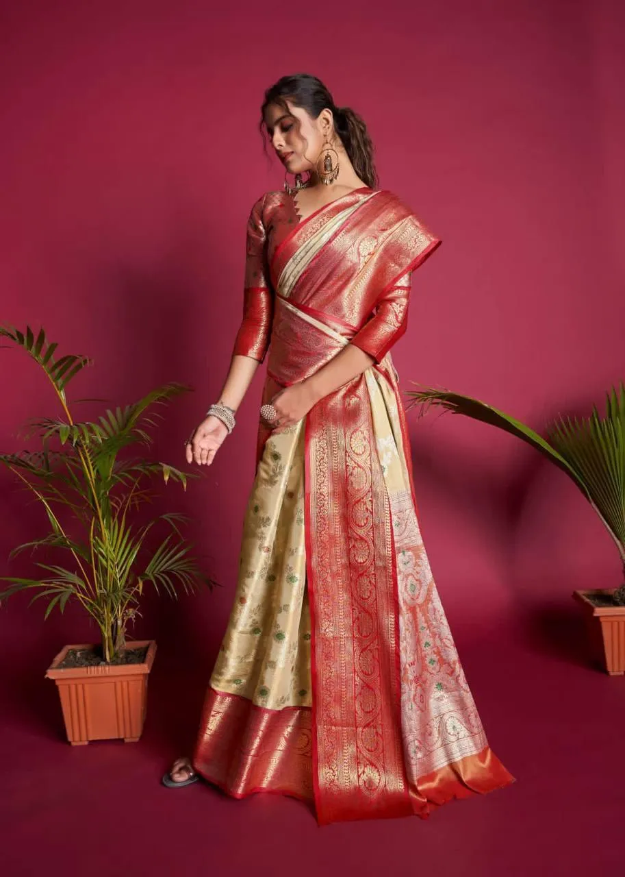 Peach Kanjivaram Silk  Saree