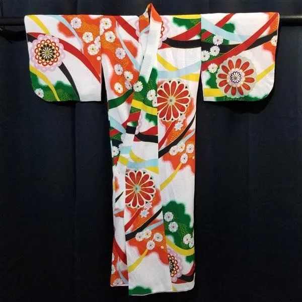 "Floating Mums" Vintage Girl's Kimono