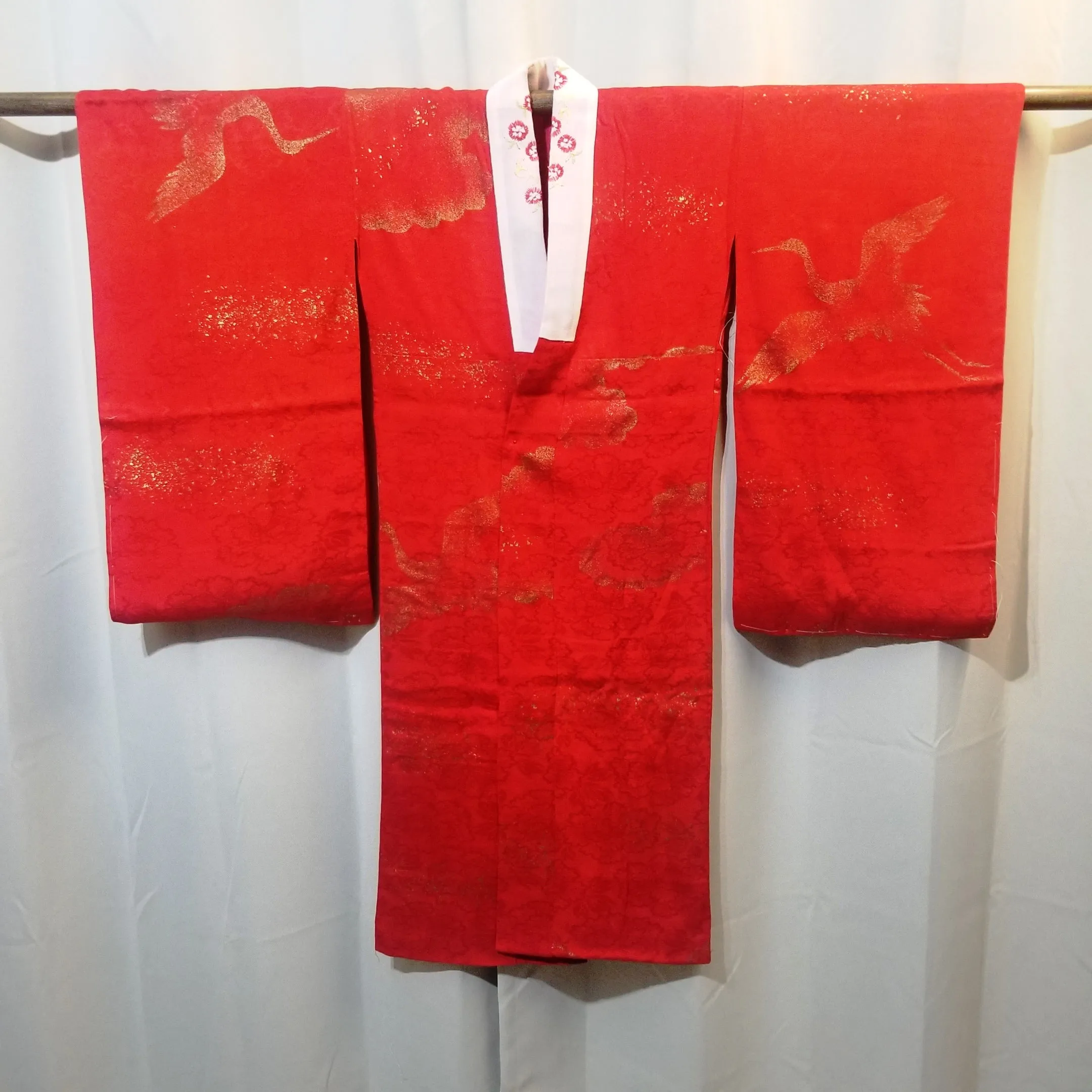 "Golden Cranes" Vintage Girl's Kimono