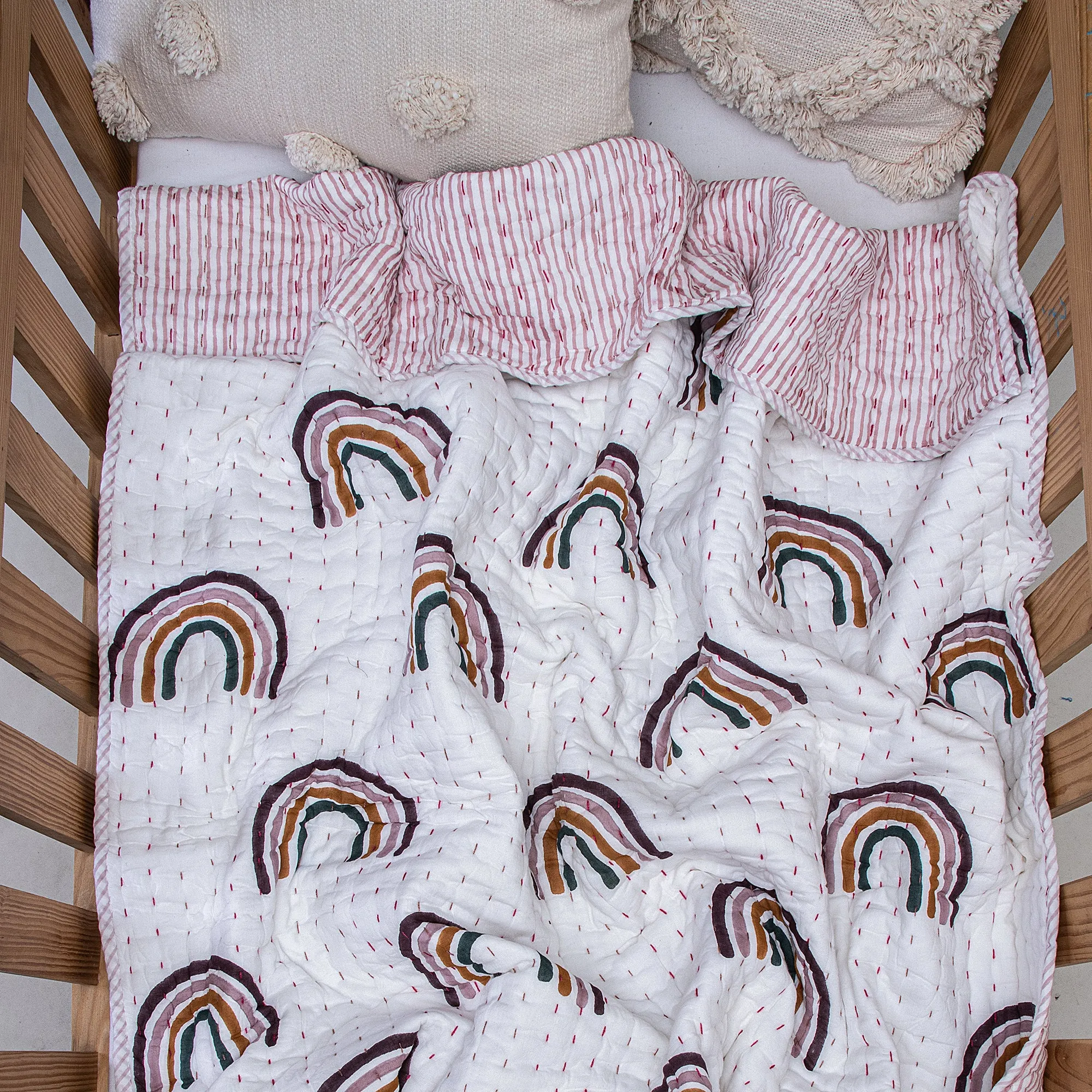 Rainbow Soft Mulmul Cotton Baby Blankets and Quilts