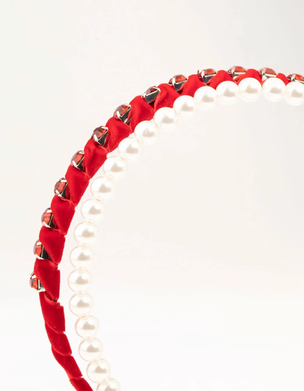 Red Diamante & Pearl Headband