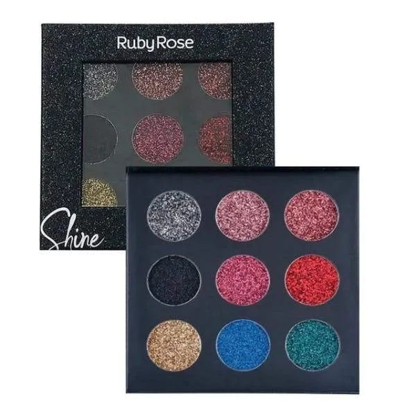 Ruby Rose Shine, Glitter Cream Palette - Black