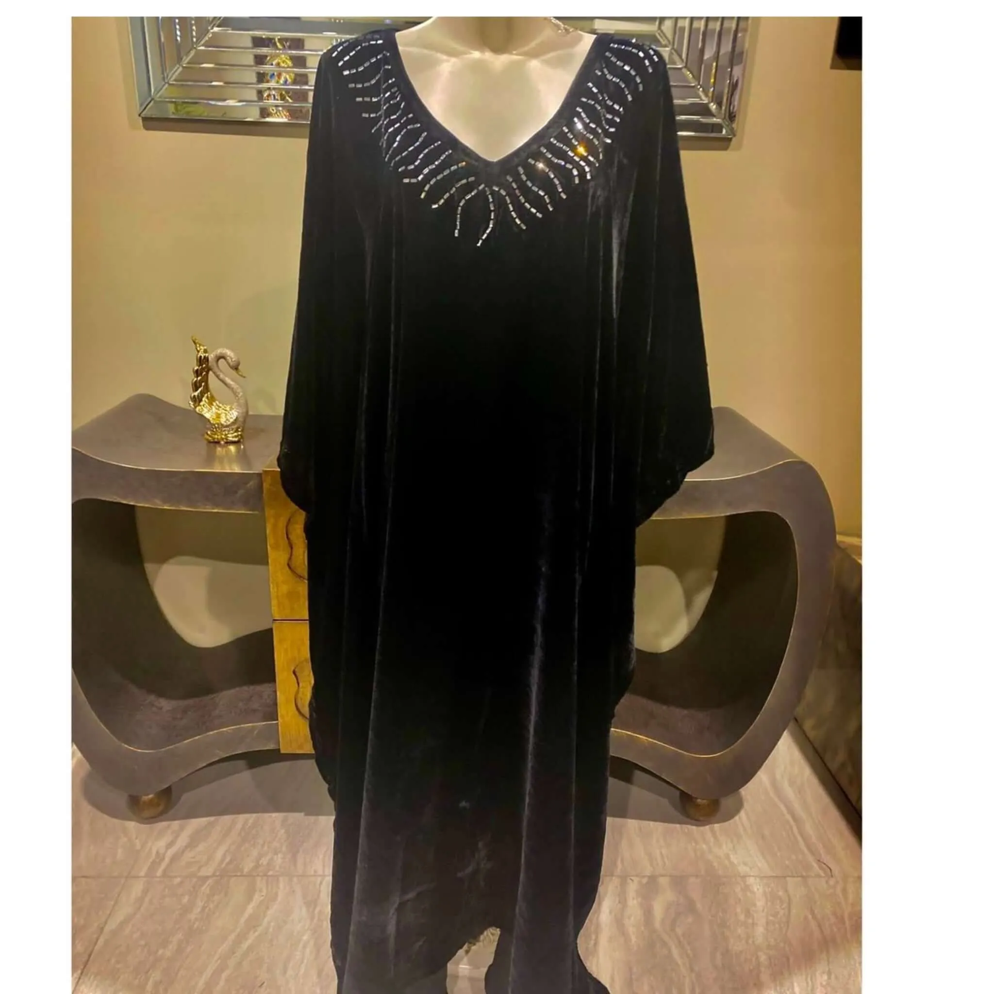 Shine Bright in the Black Velvet Kaftan Maya Bling - AU 14-26