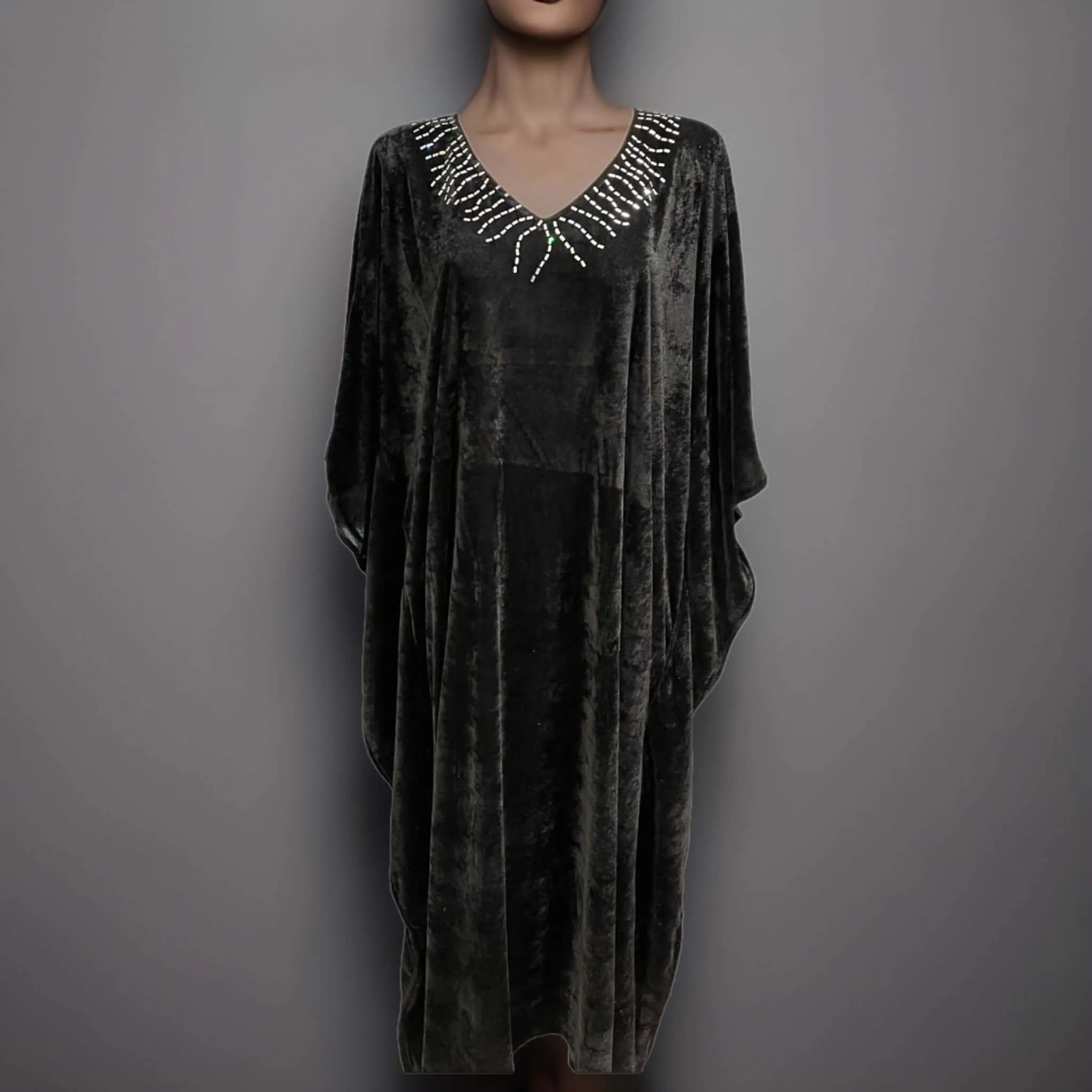 Shine Bright in the Black Velvet Kaftan Maya Bling - AU 14-26