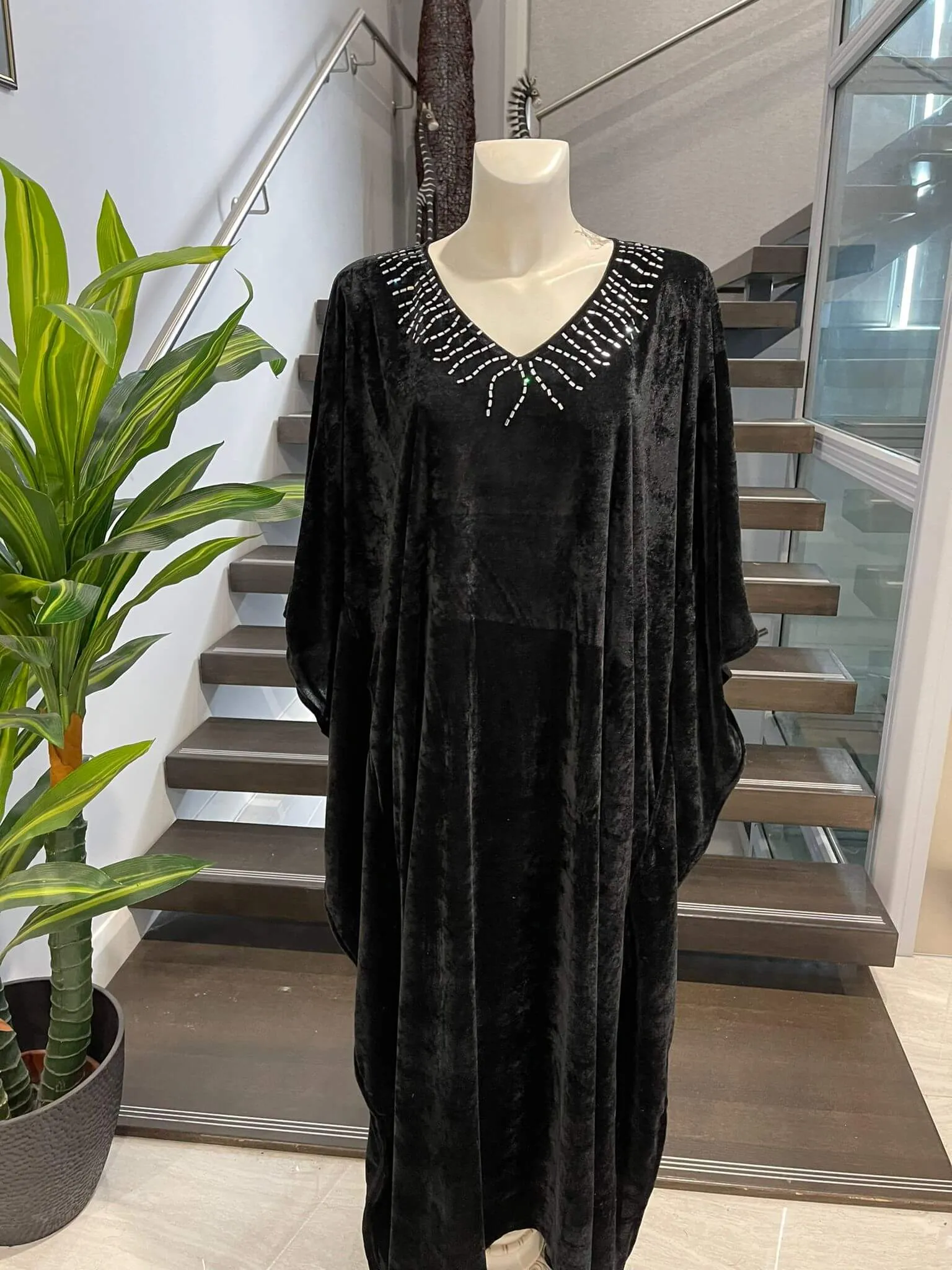 Shine Bright in the Black Velvet Kaftan Maya Bling - AU 14-26