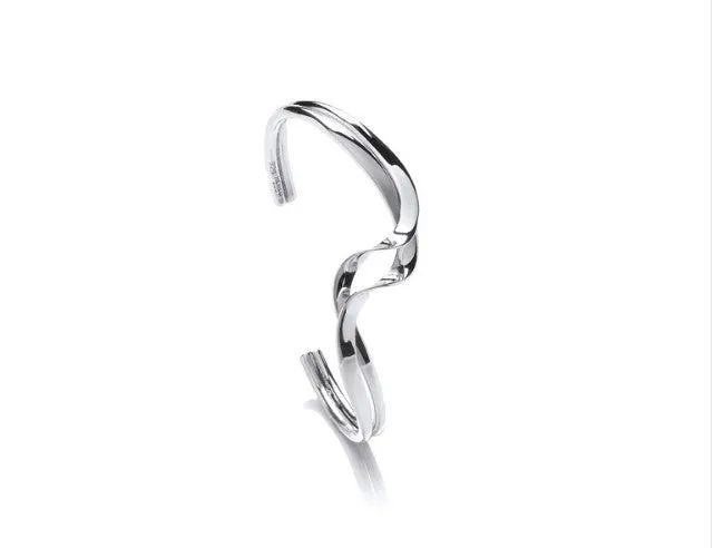 Silver Entwined Ribbon Cuff Bangle