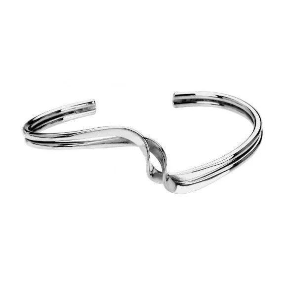 Silver Entwined Ribbon Cuff Bangle