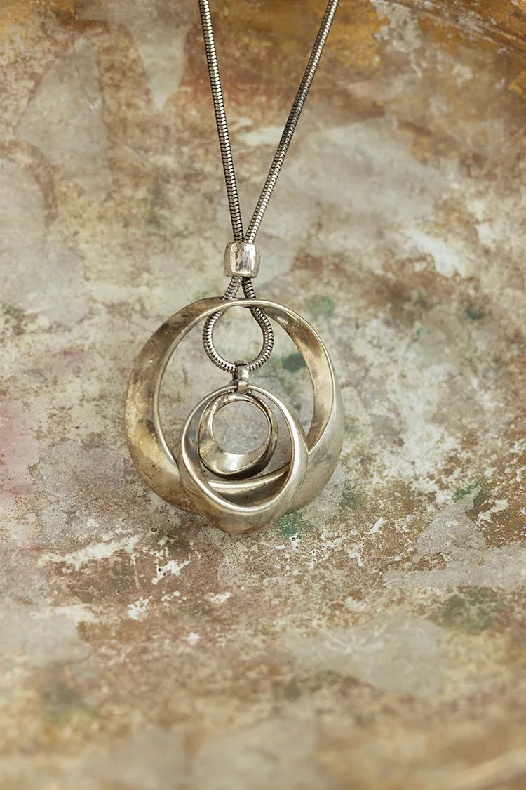 Silver Sculptural Medallion Necklace