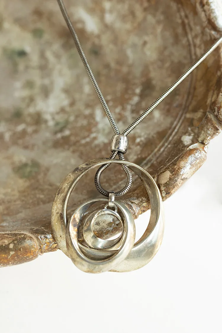 Silver Sculptural Medallion Necklace