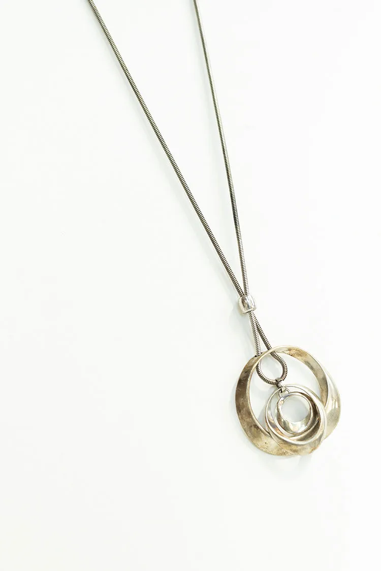 Silver Sculptural Medallion Necklace