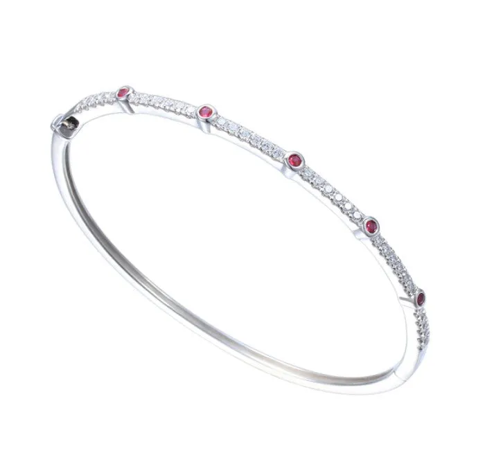 Silver Ultra Red Ruby Bangle