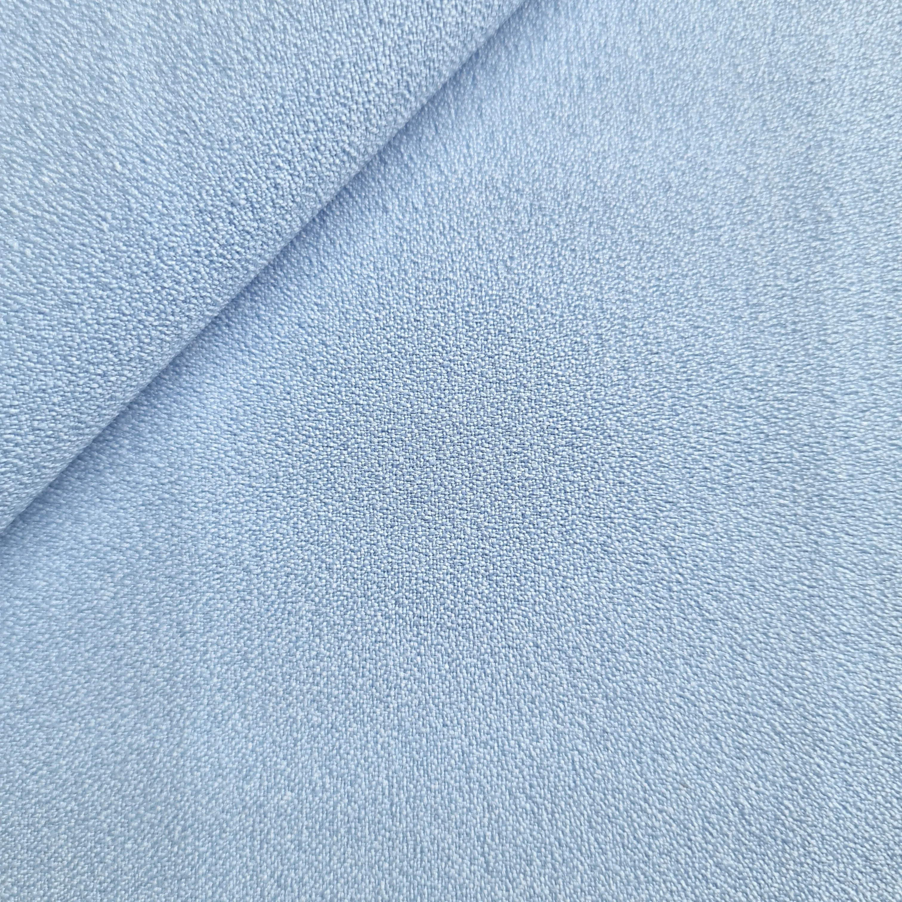 Sky Blue Solid Moss Crepe Fabric 17893