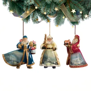 The Ashton-Drake Galleries Victorian Winter Scenes Santas Ornament Collection Issue #20 Painter of Light Artistry Christmas Decoration Set of 3 by Thomas Kinkade 12-inches