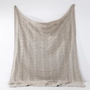 Throw / Blanket - Knitted Cable Cream