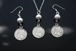 Tigranes the Great coin jewelry with natural silver plated hematite