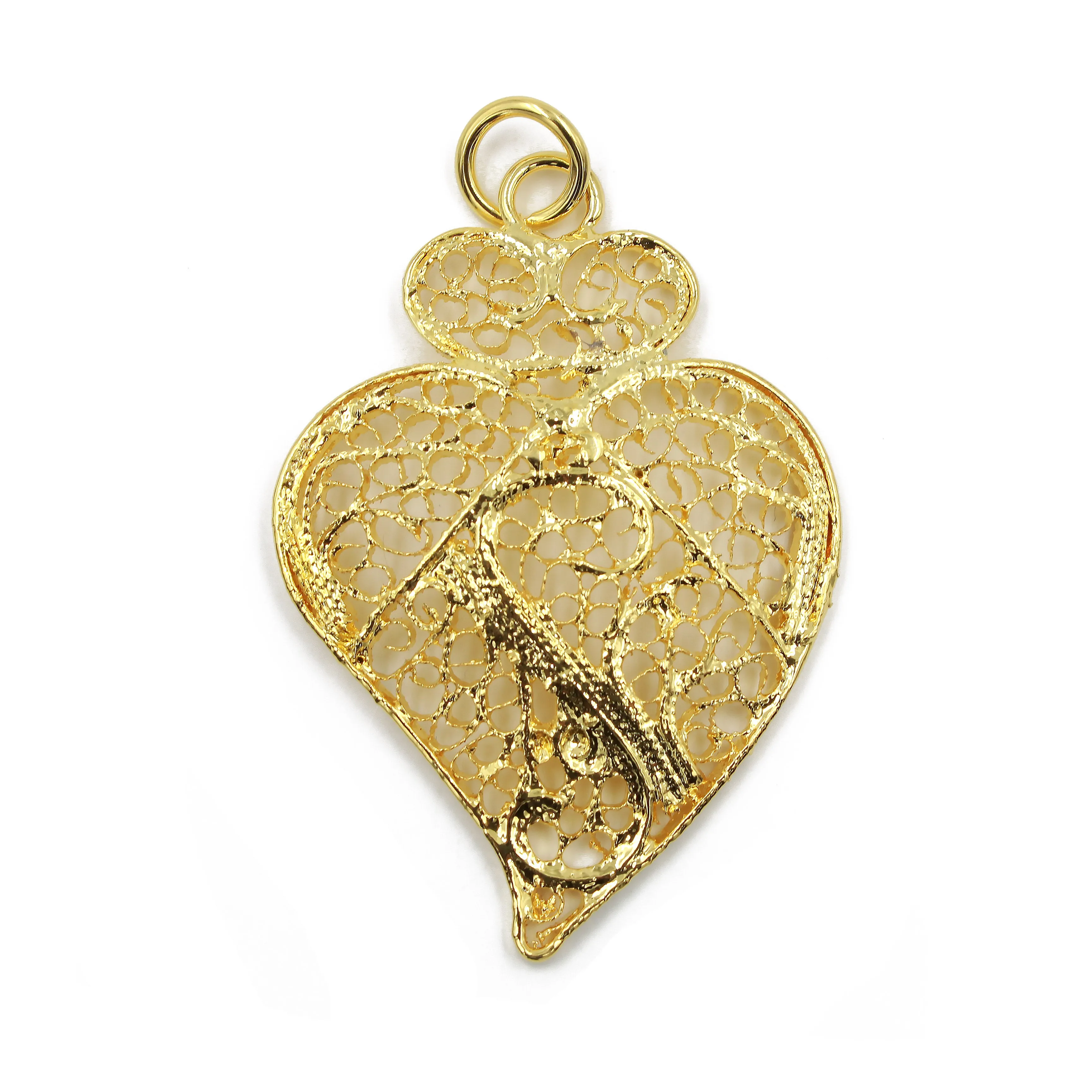 Traditional Portuguese Filigree Costume Viana Heart Pendant