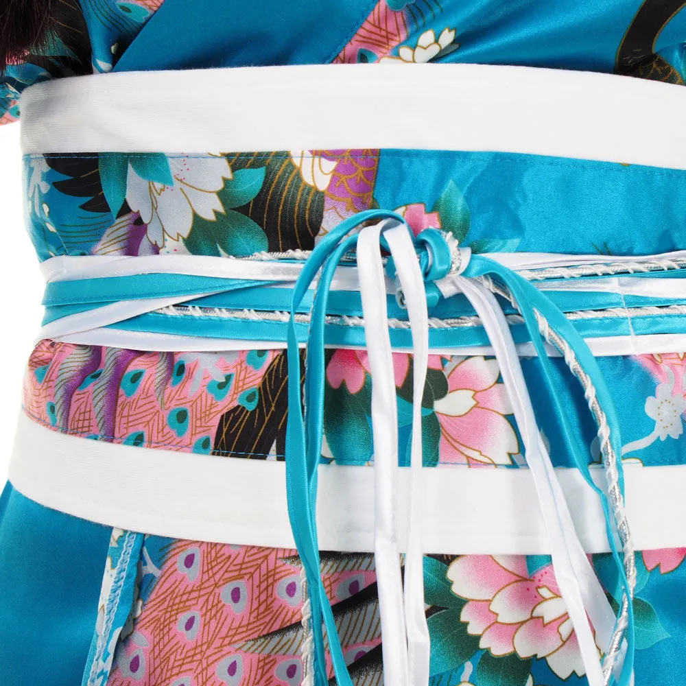 Turquoise Geisha Style Kimono Dress Ayumi