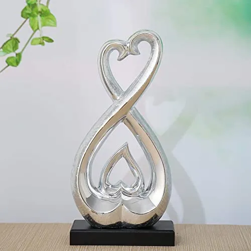 WEIDILIDU Ceramic Statue - Silver Statue - Home Decoration - Pottery Decoration Sculpture - Creative Home Modern Home Decoration Gift Office Living Room Decoration Collection Souvenir (Silver 3434)