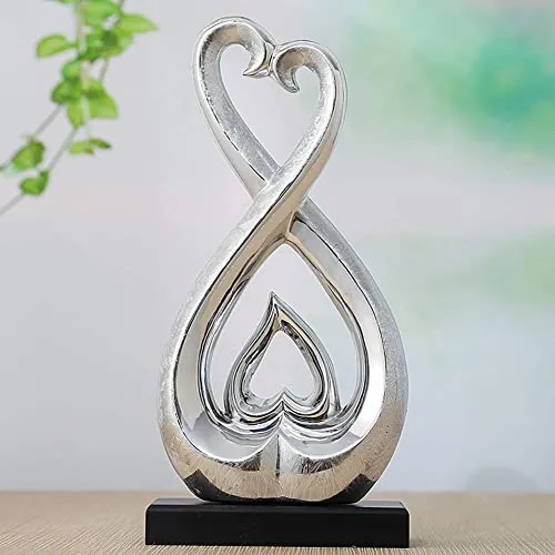 WEIDILIDU Ceramic Statue - Silver Statue - Home Decoration - Pottery Decoration Sculpture - Creative Home Modern Home Decoration Gift Office Living Room Decoration Collection Souvenir (Silver 3434)