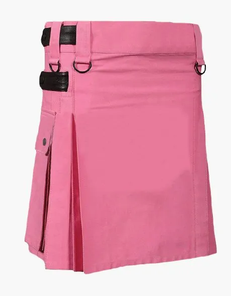 WOMEN'S FASHION UTILITY KILT WITH LEATHER STRAPS