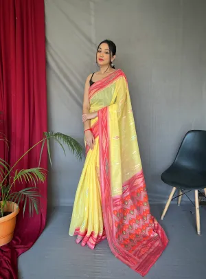 Yellow Saree in Cotton for women