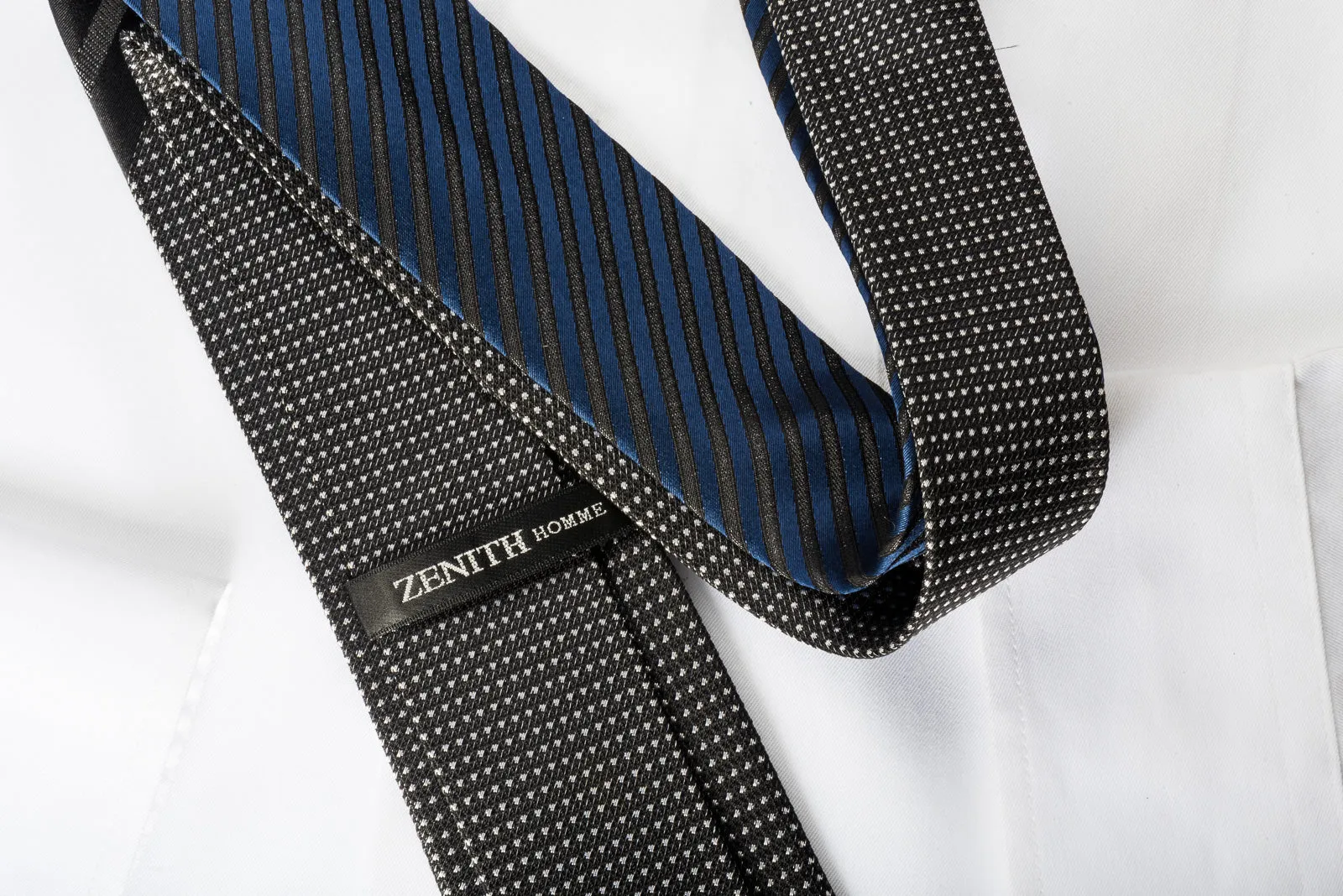 Zenith Homme Skinny Rhinestone Necktie Silver Dots On Black With Silver Sparkles